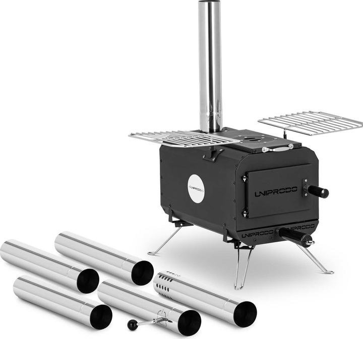 Actual product image Uniprodo Tent stove - black - foldable - 382 x 250 x 231 mm - carbon steel