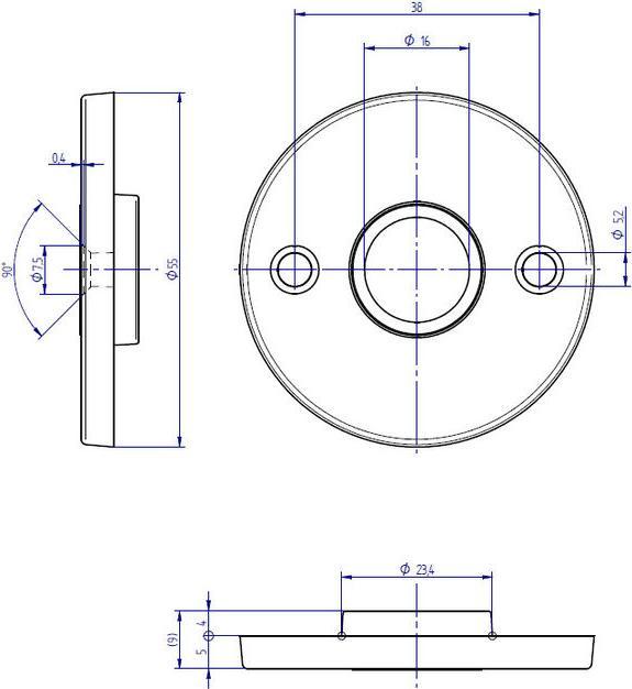 Actual product image Mega Lever handle rose 34.140 nickel-plated matt 55x5.1mm F16mm (Door rosette)