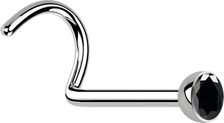 Immagine prodotto Star Piercing Perno nasale curvo in argento con cristallo nero (senza ottone, Acciaio chirurgico 316L)