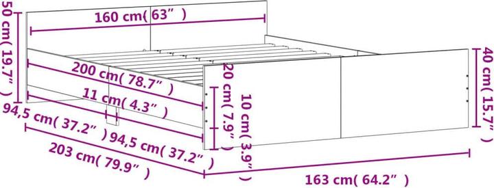 Produktbild vidaXL Bettgestell (160 x 200 cm)