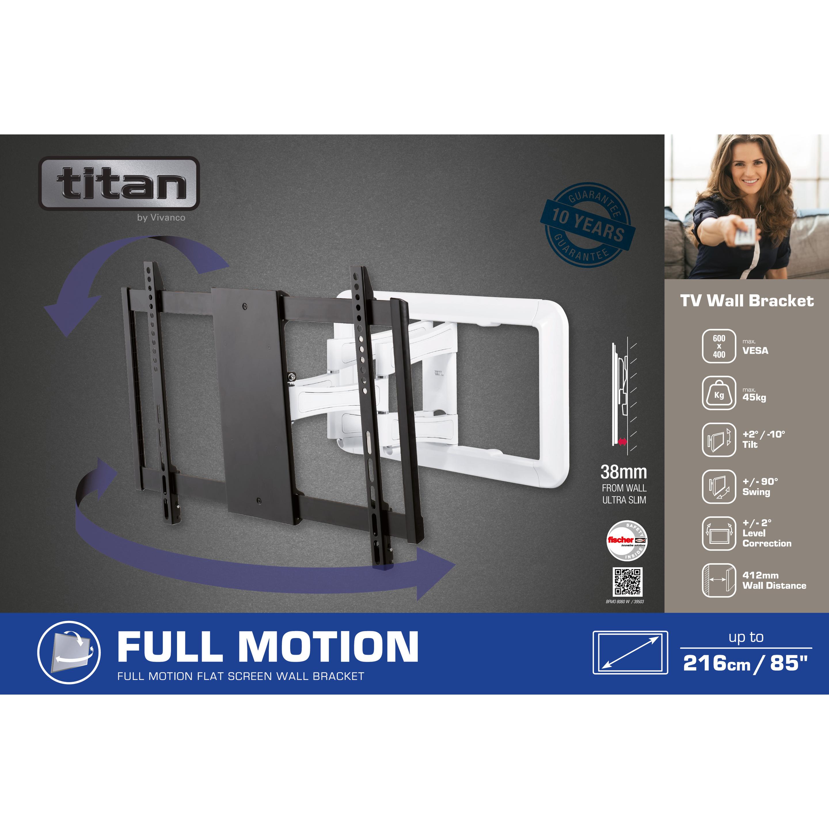 Thumbnail - Vivanco BFMO 8060 W (Wand, 85", 45 kg), TV Wandhalterung, Weiss