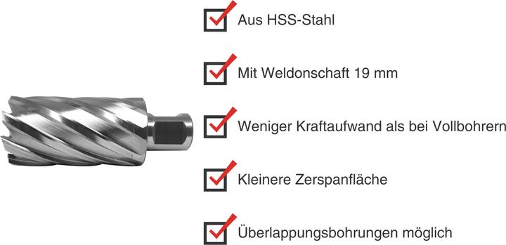 Produktbild Paulimot HSS-Kernbohrer mit Bohrtiefe 55 mm, Ø 33 mm (33 Millimeter)