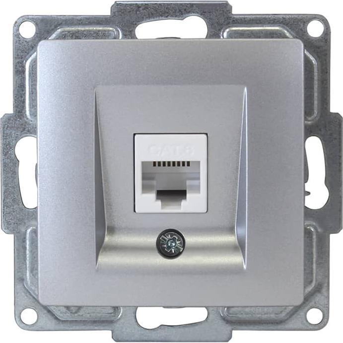 Gunsan Visage Datenbuchse 1-fach CAT6 Internet Netzwerk Unterputz Silber, Taster + Schalter, Silber