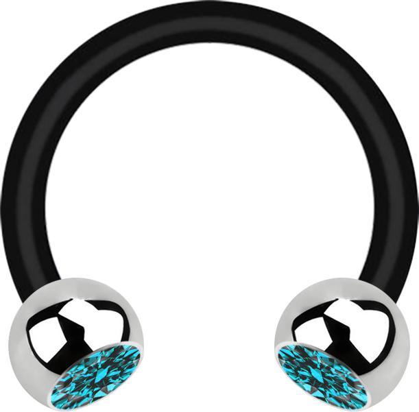 Immagine prodotto Star Piercing Micro Circular Barbell nero con due palline in cristallo d'argento (senza ottone, Acciaio chirurgico 316L, Materiale sintetico)