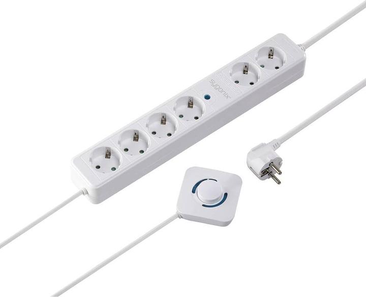 Produktbild Sygonix SY-4535066 Steckdosenleiste mit Schalter Weiss Schutzkontakt 1 St. (6x, CEE 7/3, 1.40 m)