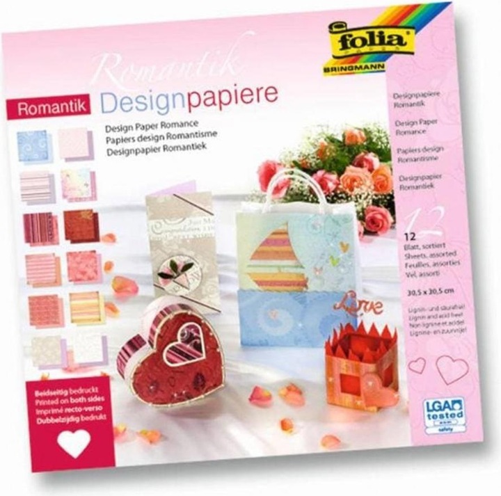 Produktbild Folia Designpapier Block Romantik (190 g/m², 12 x)