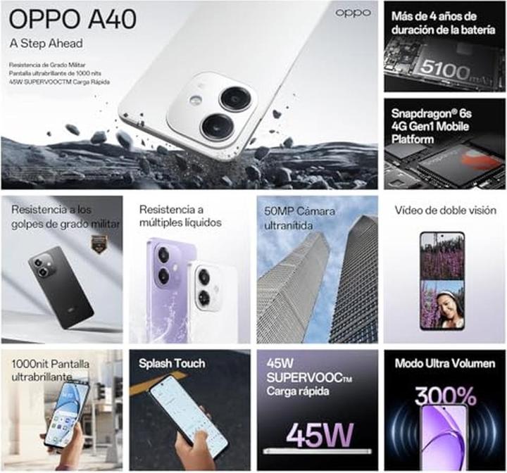 Actual product image OPPO A40 (128 GB, Sparkie Black, 6.67", Dual SIM, 4G)