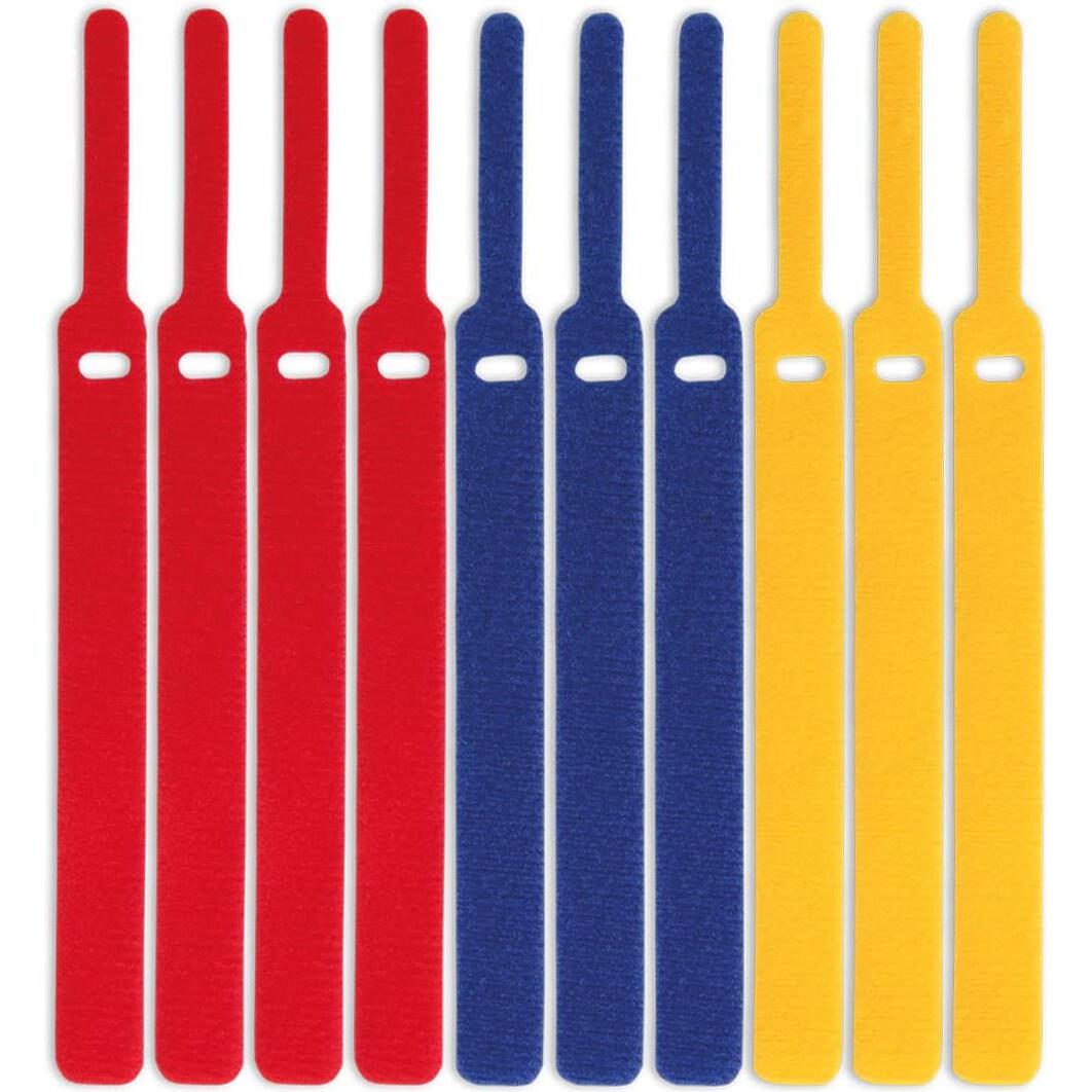 Label-the-cable, Fascette, LTC BASIC 10 Raccoglitore con gancio e anello di alimentazione rt, gb, bl (Fascette in velcro, 170 mm, 10 pz.)