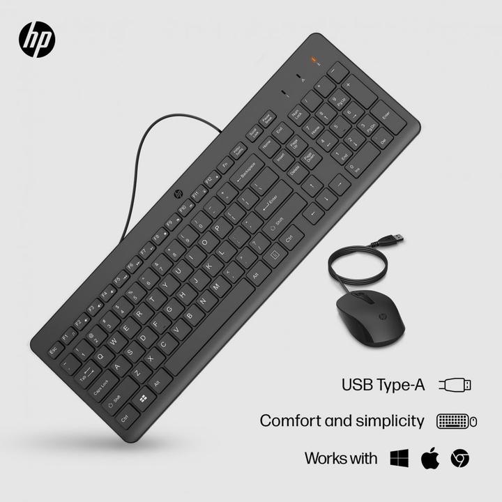 Actual product image HP 150 Wired Mouse and Keyboard (US, Cable)