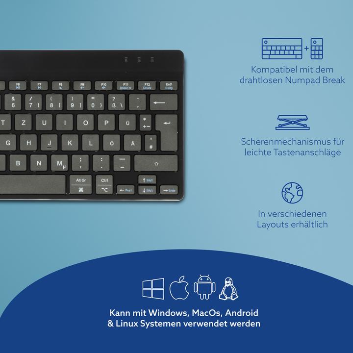 Actual product image R-Go Tools R-Go Compact Break ergonomic keyboard, QWERTZ (DE), bluetooth, black (DE, Wireless)