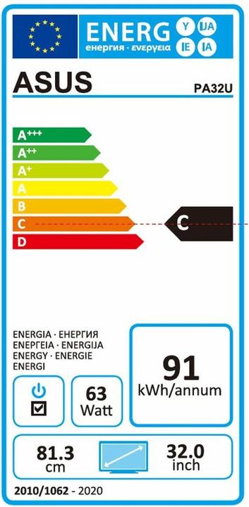 Energie-Label ASUS ProArt PA32UC-K (3840 x 2160 Pixel, 32")