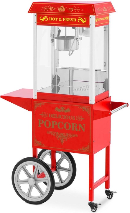 Actual product image Royal Catering Popcorn Machine with trolley - Retro design - 150 / 180 °C - red -