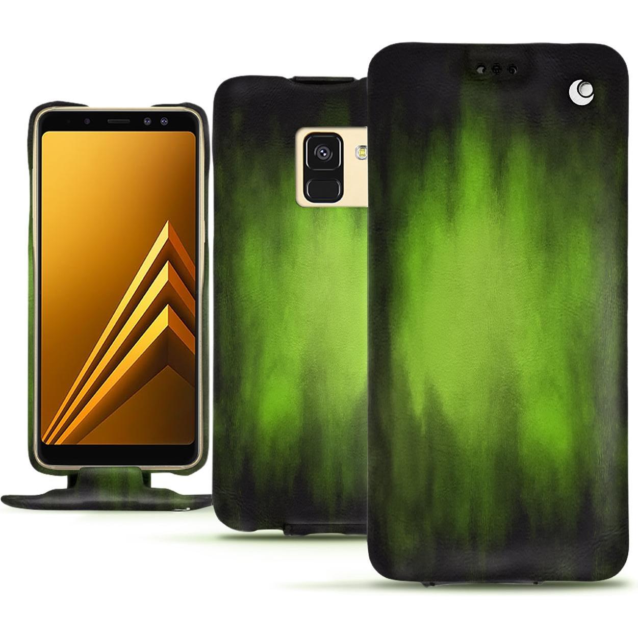 Noreve Lederschutzhülle vertikal (Samsung Galaxy A8 (2018)), Smartphone Hülle, Grün