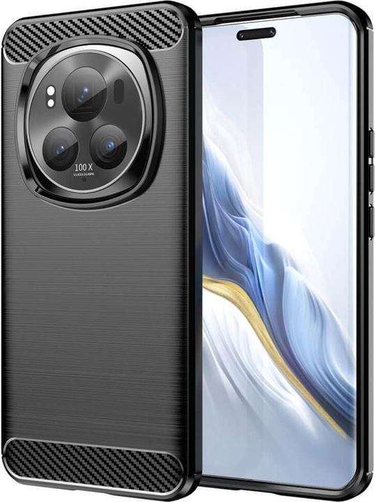 Cover-Discount Honor Magic6 Pro - Housse métallique aspect carbone noir (Honor Magic6 Pro)