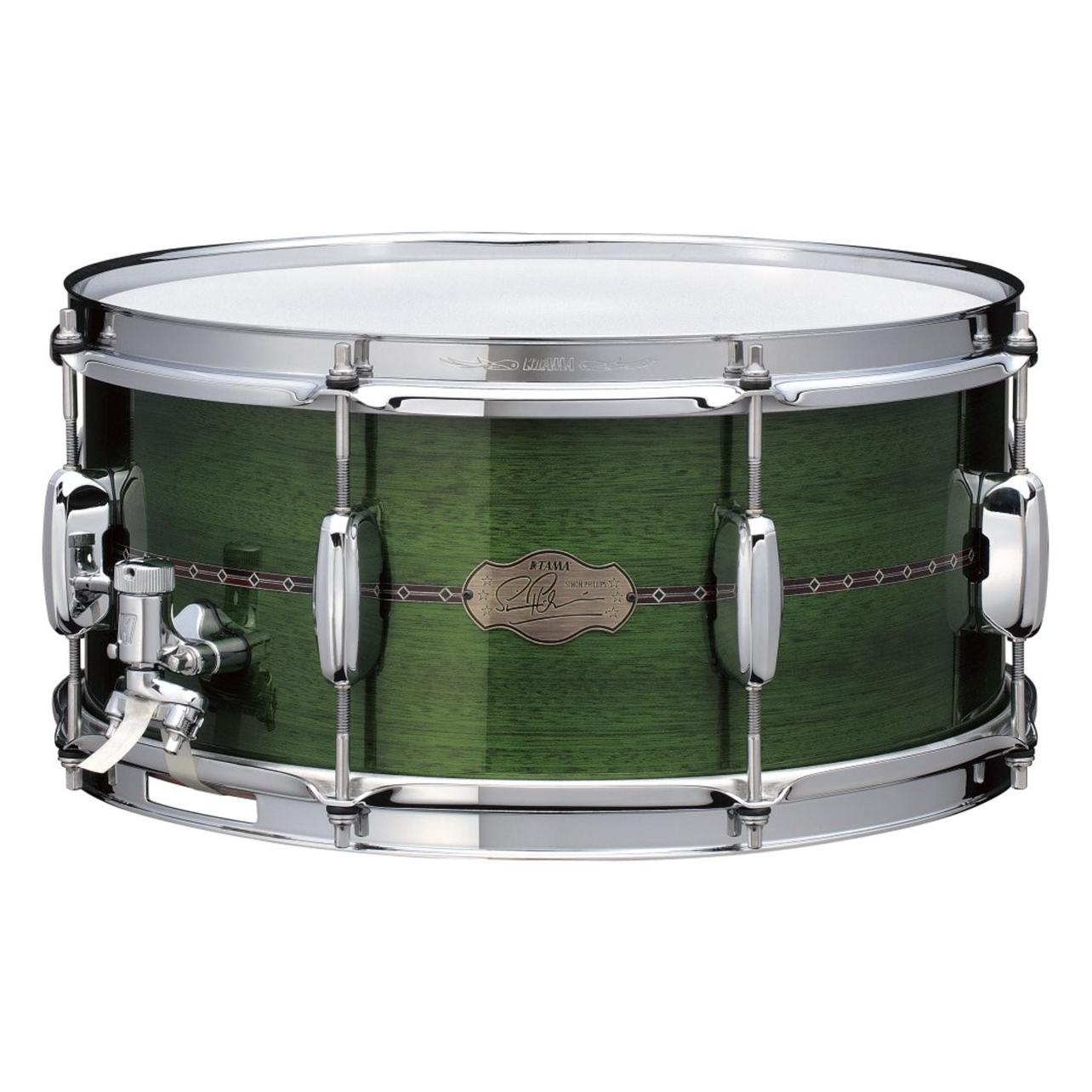 Tama SP1465 2025 Simon Phillips 14x6.5 Signature Snaredrum, Schlagzeug, Grün, Silber