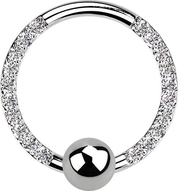 Immagine prodotto Star Piercing Anello di chiusura a sfera argento cristalli frontali argento (Titanio, senza ottone)