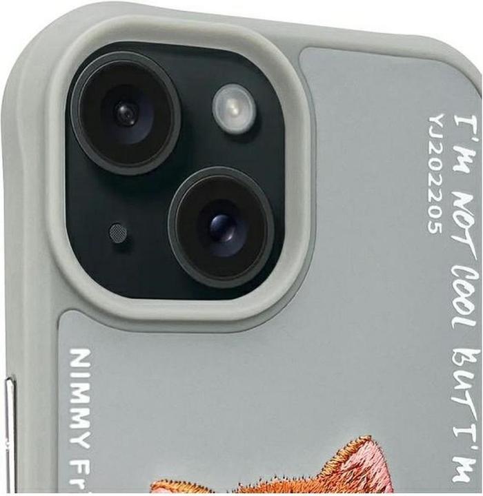 Actual product image Mocco Nimmy case iPhone 15 6.1" gray Glasses Cool Cat (Apple iPhone 15)