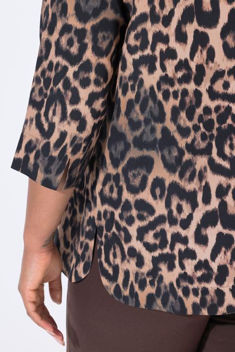 Actual product image Ulla Popken Leopard Print 3/4 Sleeve Lyocell Blouse (58)