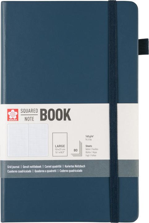 Image du produit Sakura Notizbuch ca. A5 kariert, dunkelindigo Hardcover 160 Seiten (A5, Couverture rigide)
