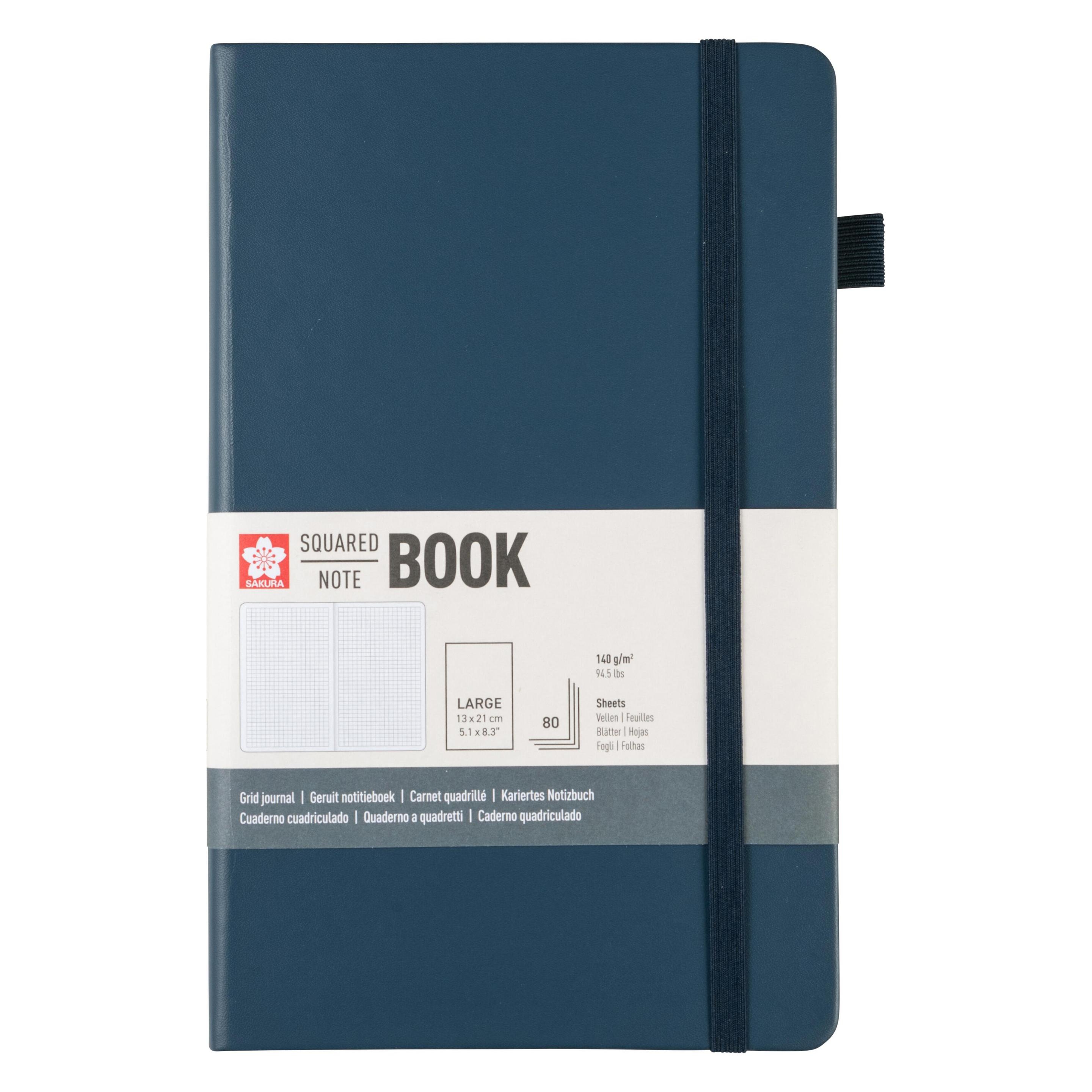 Sakura, Notitieboekje + Schrijfblok, Notizbuch Ca. A5 Kariert, Dunkelindigo Hardcover 160 Seiten (A5, Gecontroleerd, Hardcover)