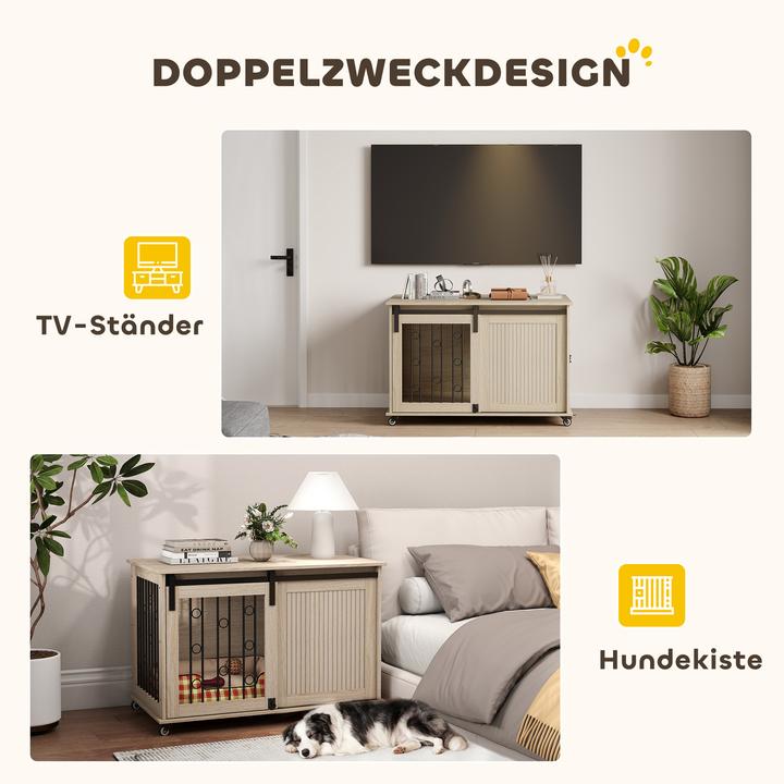 Image du produit PawHut Hundekäfig MDF, Stahl Eiche