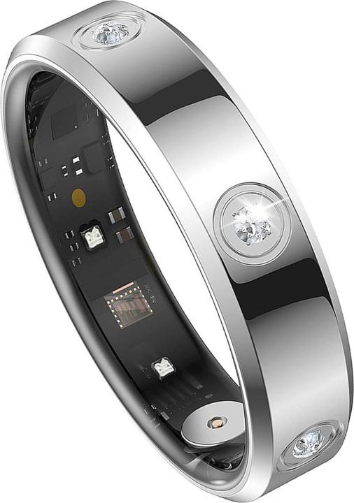 Actual product image Avizar Smart Ring Grösse 8 Venus Strass mit Ladeetui (8, Silver)