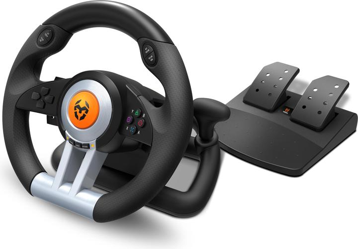 Produktbild Krom K-Wheel Schwarz USB Lenkrad + Pedale Analog / Digital PlayStation 4 (PS4, Playstation Classic, PS3, Xbox One S)