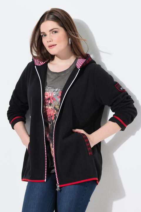 Produktbild Ulla Popken Trachten-Fleecejacke, Kapuze, Zierstickerei, Langarm (46, 48)