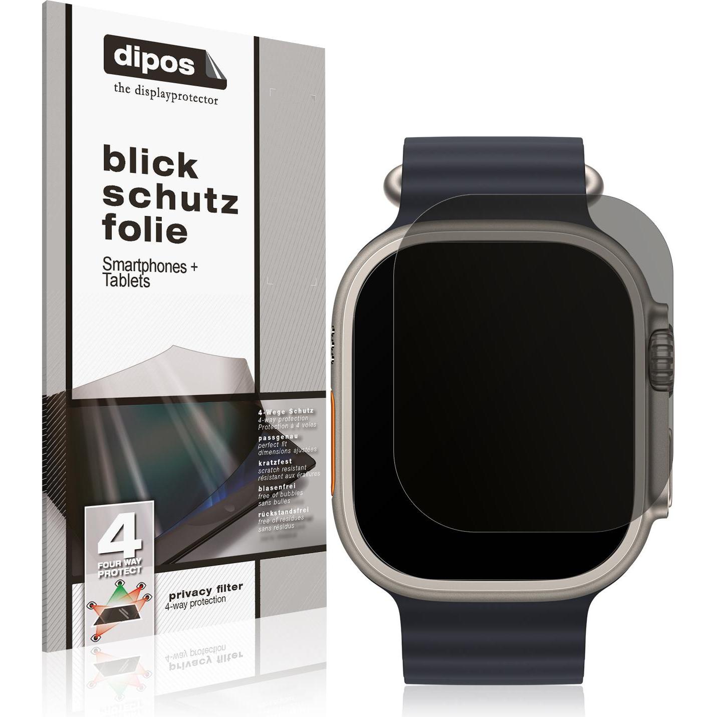 Dipos Blickschutzfolie 4-Way Privacy, Smartwatch Schutzfolie, Transparent