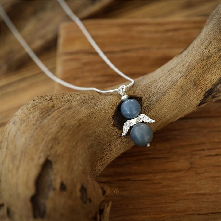 Actual product image Andreani Necklace with small angel pendant made of genuine blue aventurine
