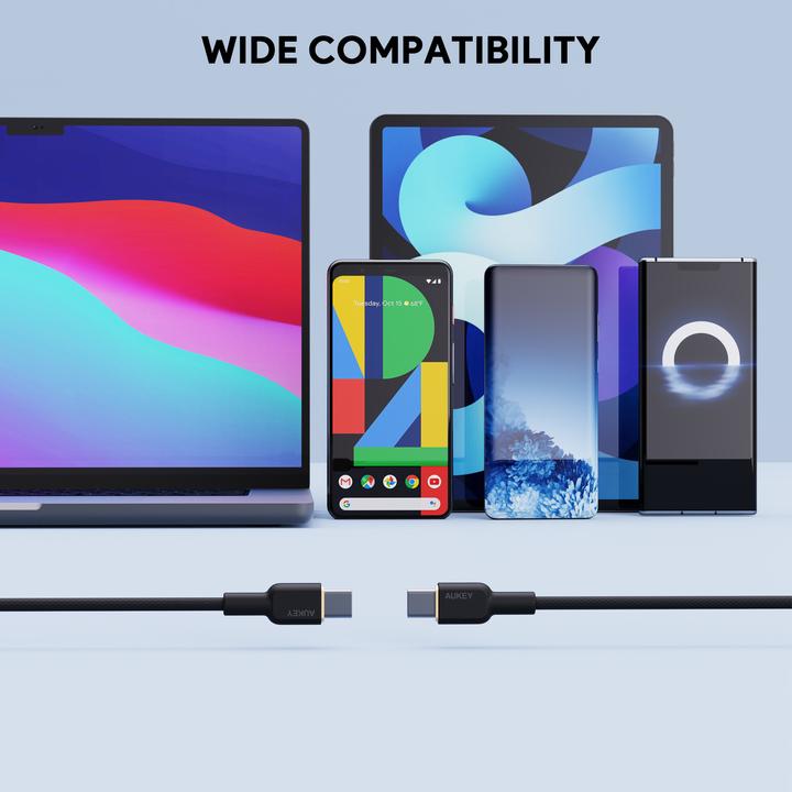 Produktbild Aukey USB-C - USB-C cable, PD 60W, 1 m (1 m, USB 3.2 Gen 1, 60 W)
