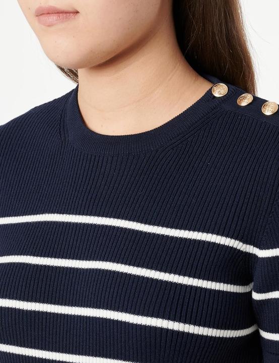 Image du produit GANT Geribbeld Breton C-Neck, evening blue (S)