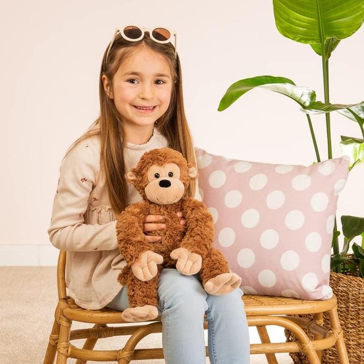 Produktbild Teddy Hermann 93946 - Äffchen Fritzi, Affe-Plüschtier, 40 cm, Herzekind (10 cm)