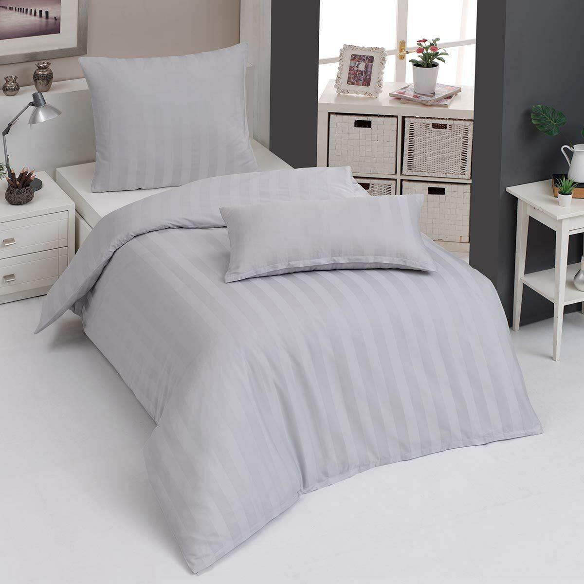 Thumbnail - Traumschlaf, Bettwäsche, Uni Streifen (Bettwäsche Set, 155 x 200 cm)