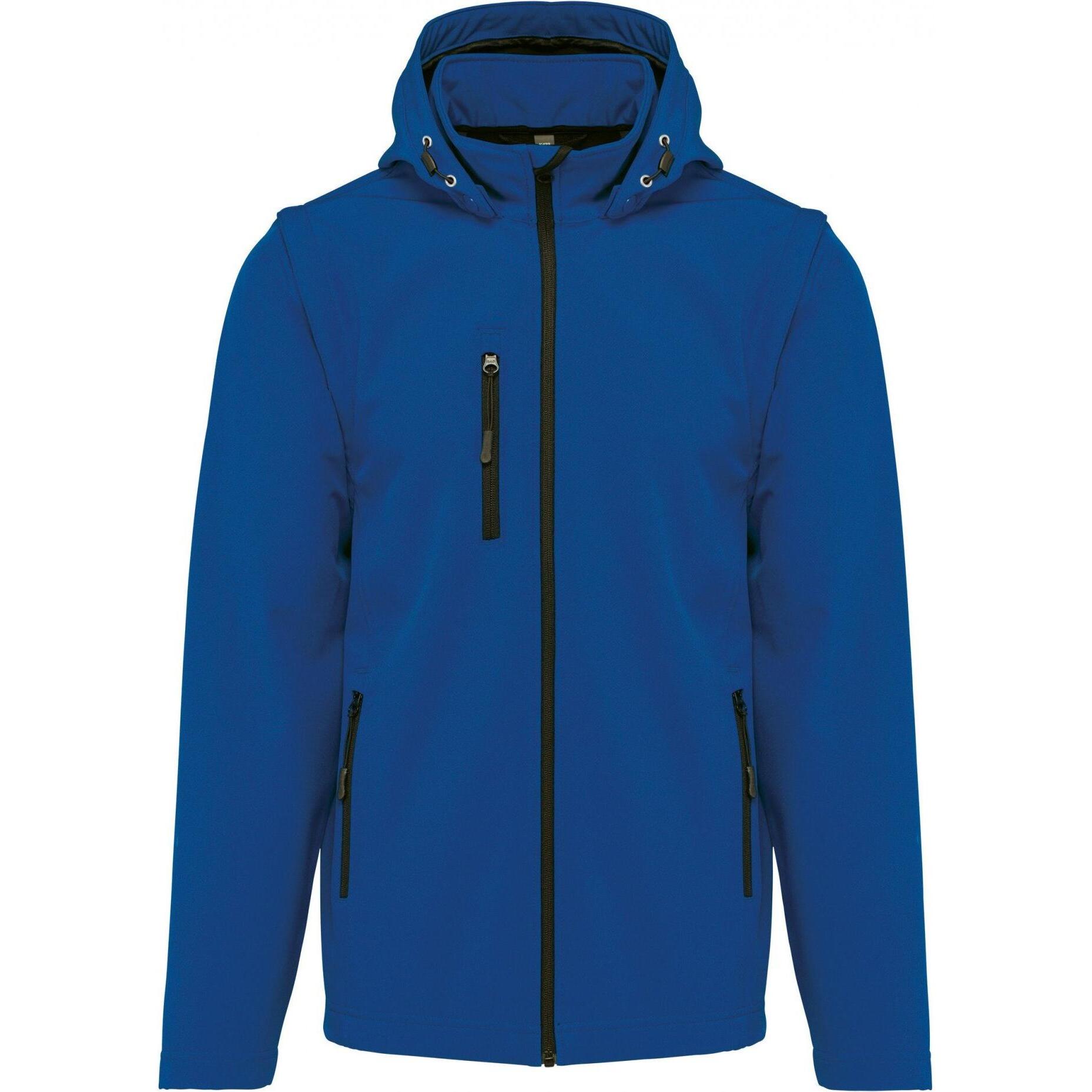 Kariban, Herren, Jacke, Wasserdichte 3-lagige Jacke mit Kapuze und abnehmbaren Ärmeln in Übergrösse (L), Blau, L