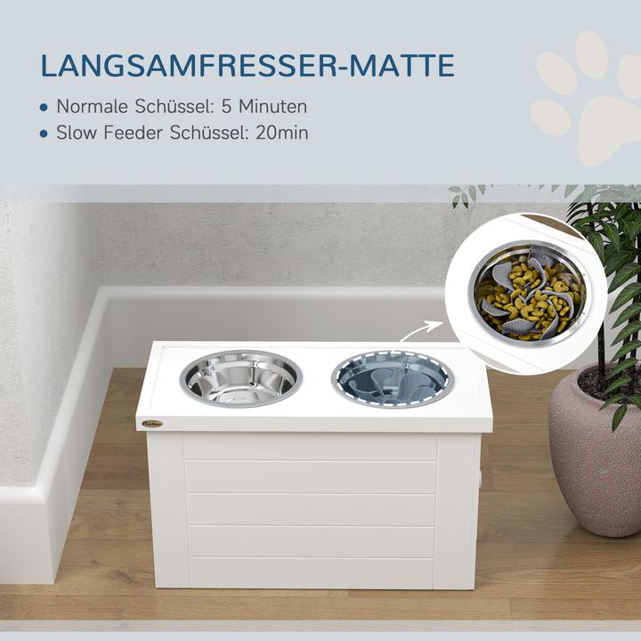 Produktbild PawHut Hundenapf MDF, Stahl Weiss (2 l)