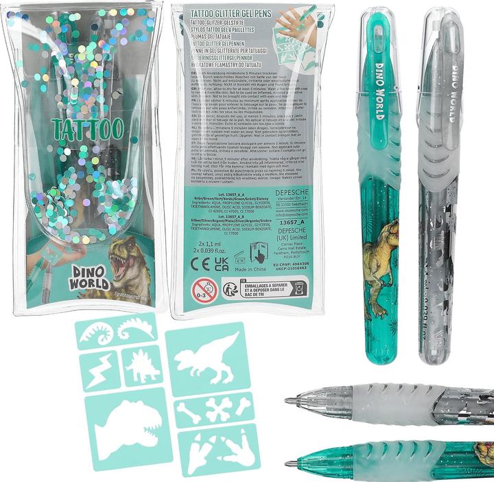 Produktbild Depesche Dino World Tattoo Glitzer-Gelstifte