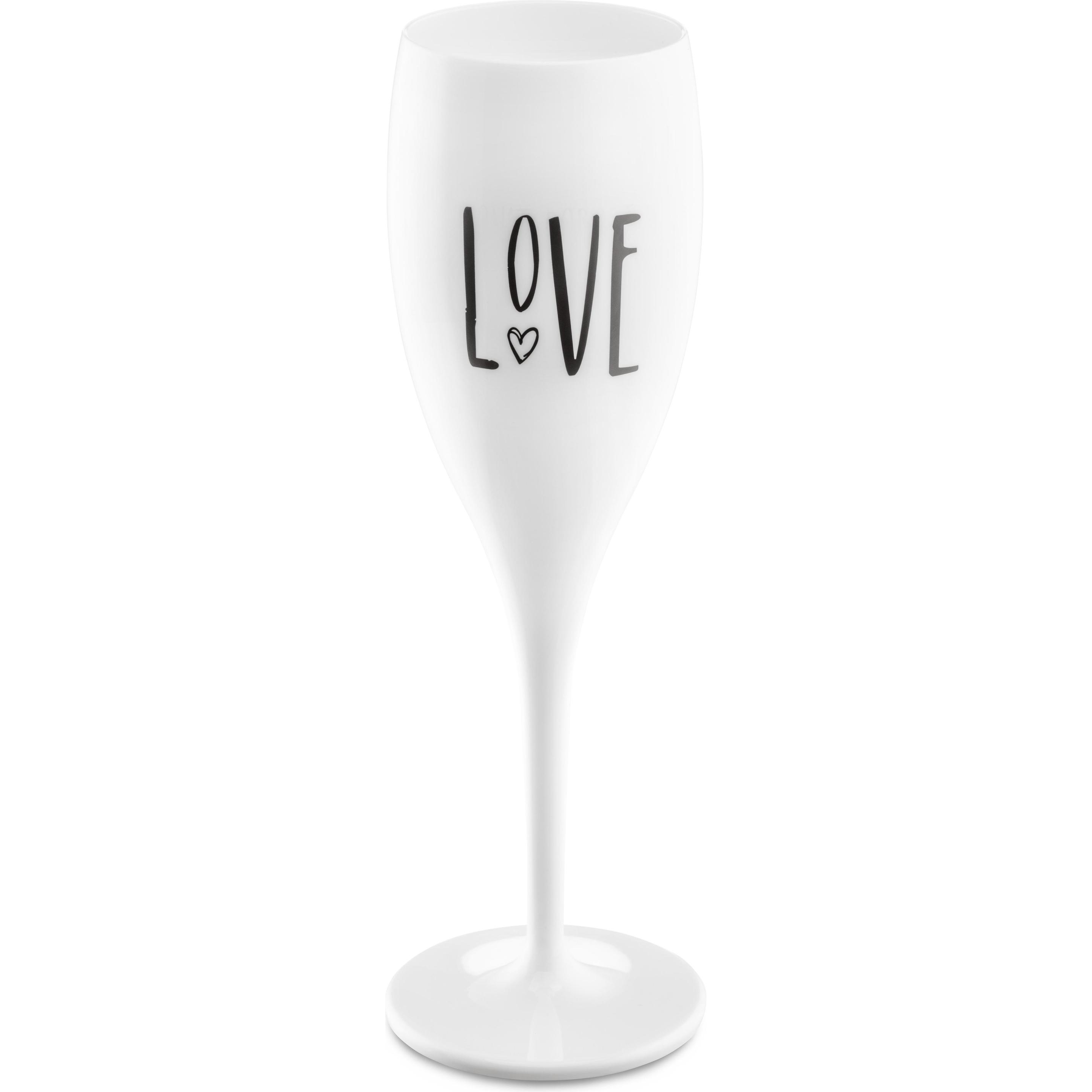 Koziol Sektglas Cheers mit Druck Love, Weingläser, Weiss