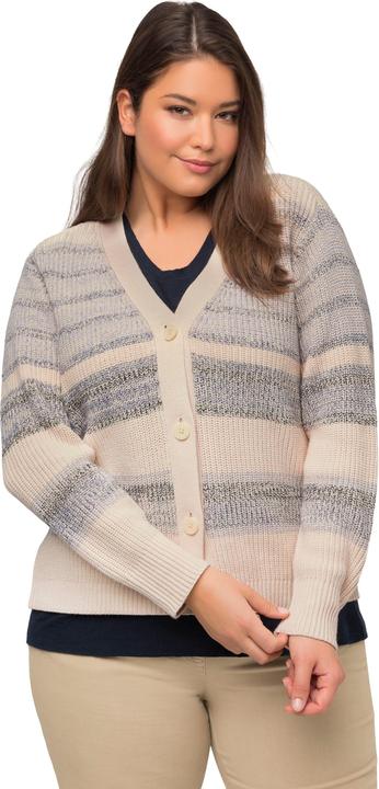 Immagine prodotto Ulla Popken Cardigan in maglia a costa inglese di cotone biologico con scollo a V (56)