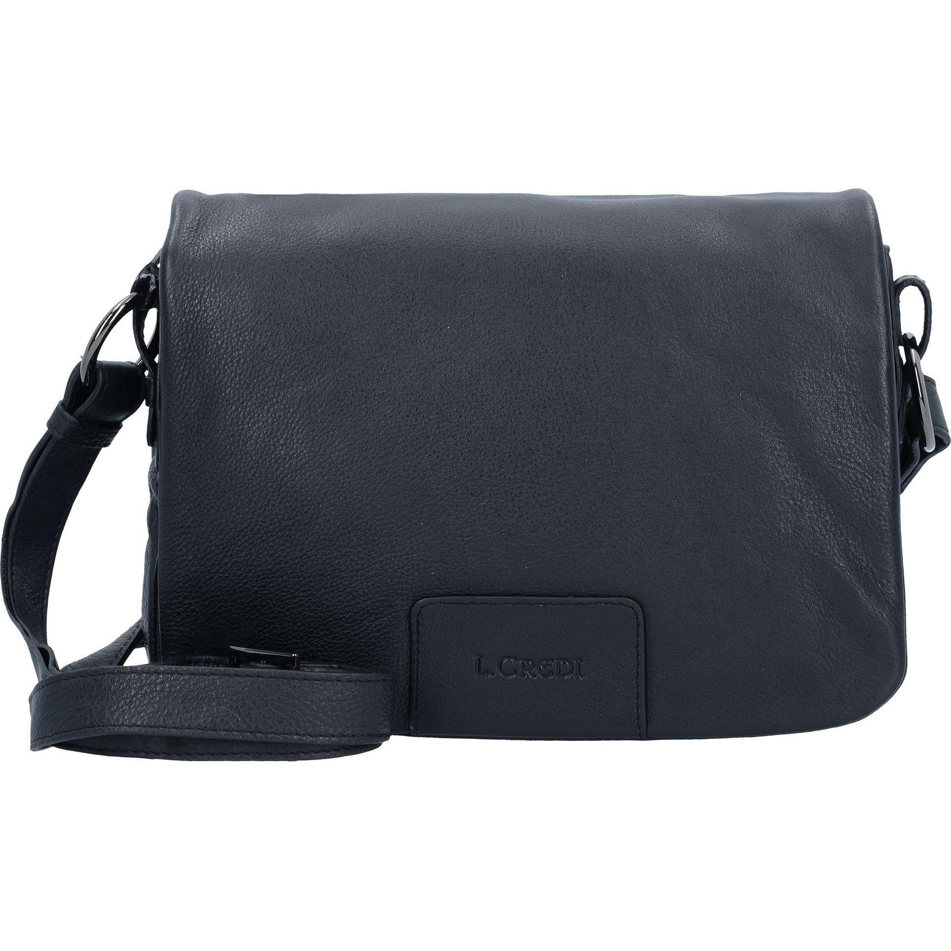 L.Credi, Handtasche, Eva Umhängetasche Leder 25 cm, Schwarz