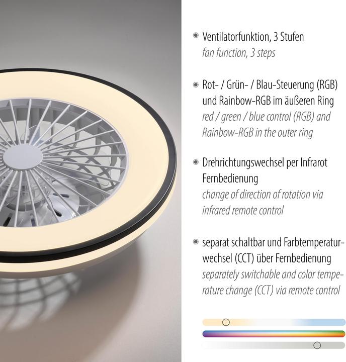 Produktbild Just Light LED Deckenventilator LENO warmweiss - kaltweiss RGB Fernbedienung