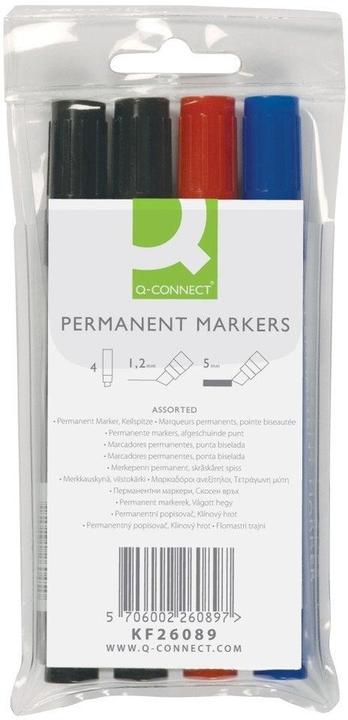 Image du produit Q-Connect Marqueur permanent à pointe biseautée (4x)