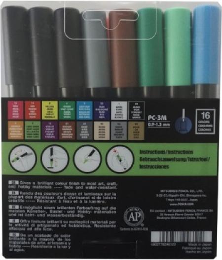 Immagine prodotto Posca Marker PC-3M Rundspitze (Multicolore, 1.30 mm, 16 x)