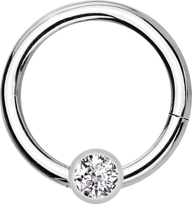 Produktbild Star Piercing Micro Segmentring klappbar silber mit Kugel Kristall silber (Titan, ohne Messing)
