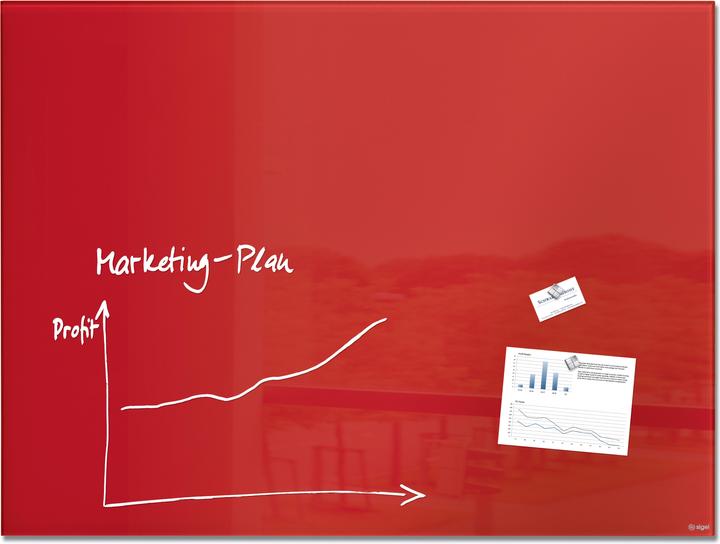 Produktbild Sigel Glas-Whiteboard 120x90cm rot magnetisch Artverum (120 x 90 cm)