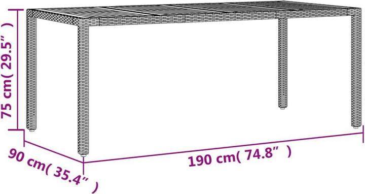 Produktbild vidaXL Gartentisch (190 x 90 x 75 cm)