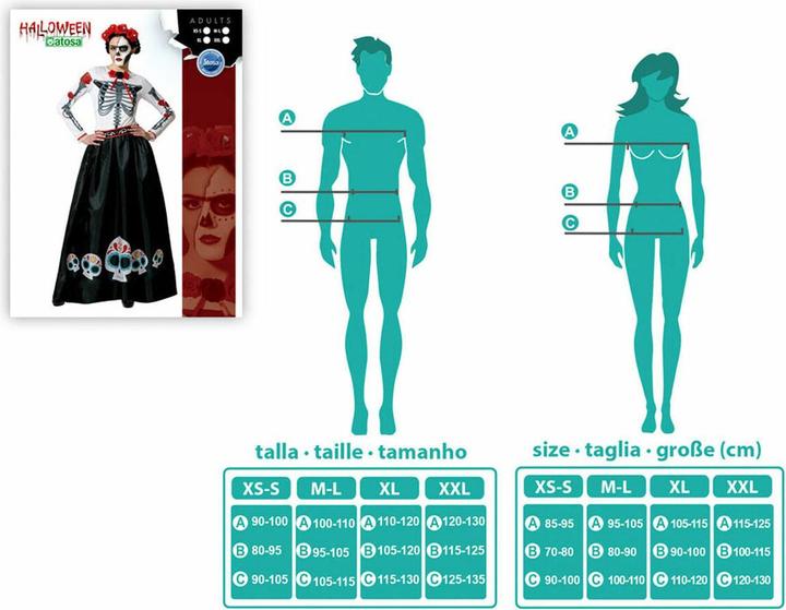 Produktbild Carnival Toys Verkleidung Skelett Mexikanerin Bunt (M, L)
