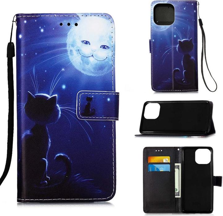 Actual product image Ueli Express iPhone 13 Pro Max book case Case with card slot Cat Moon (Apple iPhone 13 Pro Max)