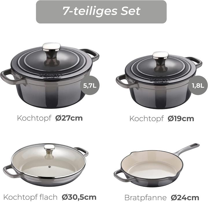 Actual product image MasterPRO Unique 7-Piece Cookware Set with Ergonomic Handles for All Stovetops (Frying pan, Pot, Cast iron)