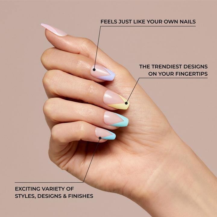 Image du produit KISS Voguish Fantasy Press-On Nails Light Nude Medium Size Coffin Shape Includes 28 Nails 2G Glue 1 (Ongles artificiels, Nu léger)